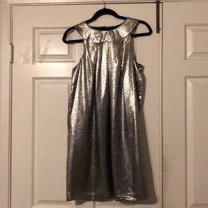 Nicole Miller cocktail dress metallic silk new M